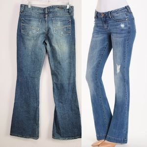 Vanity Distressed Low Rise Flare Jeans Size 30×35
